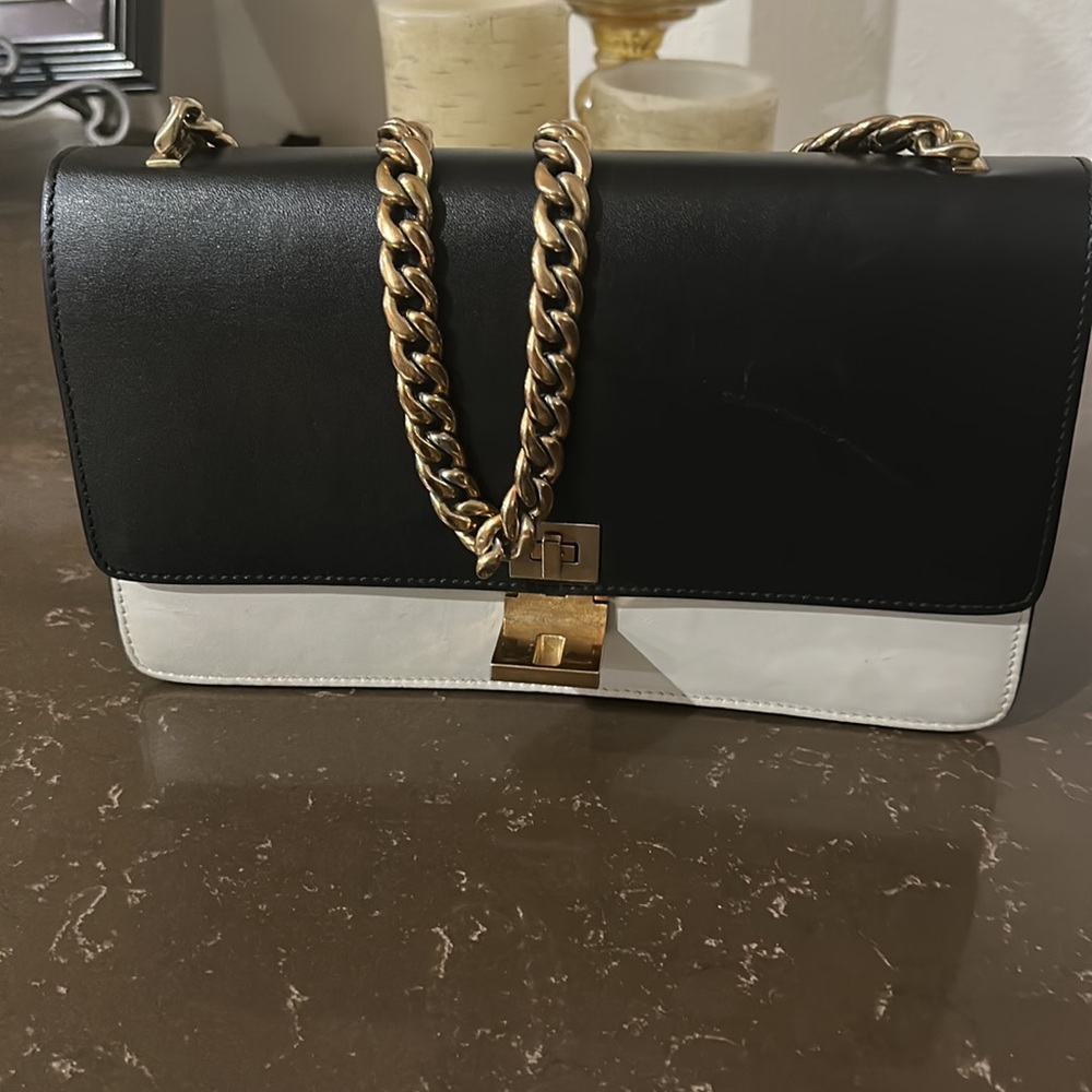 CELINE Women's Handbag Black and white leather Case calfskin authentic satchel